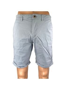 The Roadster Life Co Men's Blue Bermuda Cuffed Chino Khaki Casual Shorts Size 32